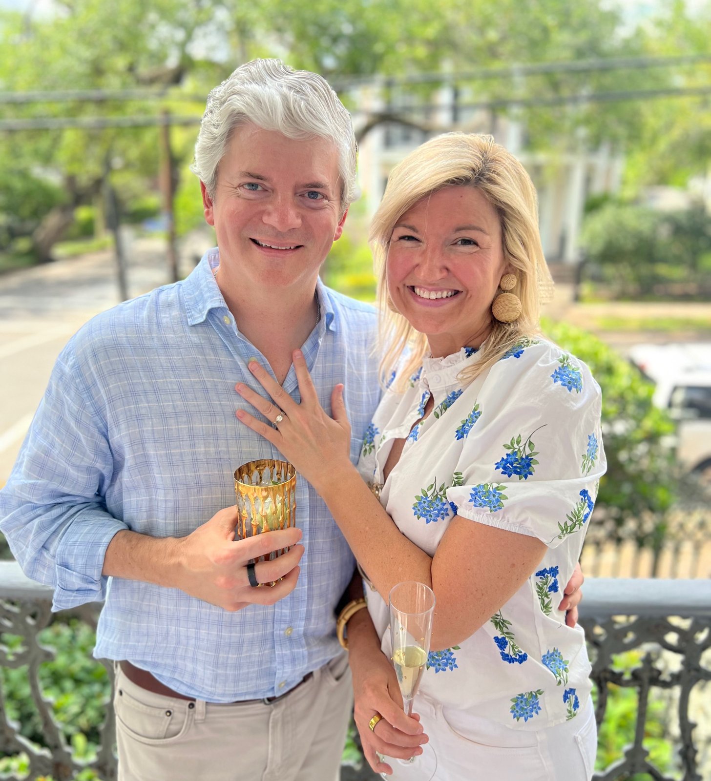 Ellie and Jean Paul celebrating their engagement